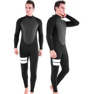 Wetsuit Men 3/4mm Womens Neoprene Full Body Thermal Scuba Diving Suits, 4mm One Piece Wet Suit Cold Water Swimsuits for Surfing Snorkeling