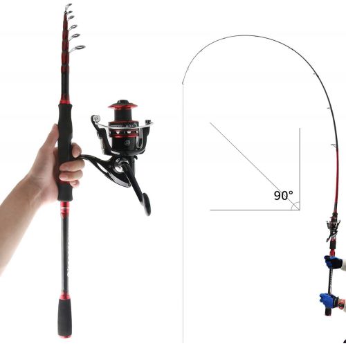  [아마존베스트]REAWOW Telescopic Fishing Rod and Reels Combo Portable Carbon Super Light Fishing Rod Bass Fishing Reel Sea Fishing Reels Spinning Wheel Reel