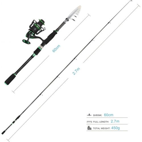  [아마존베스트]REAWOW Telescopic Fishing Rod and Spinning Reel Combos Carbon Fiber Portable Fishing Rod 5.2: 1 Speed Ratio Spinning Reels for Travel Saltwater Freshwater