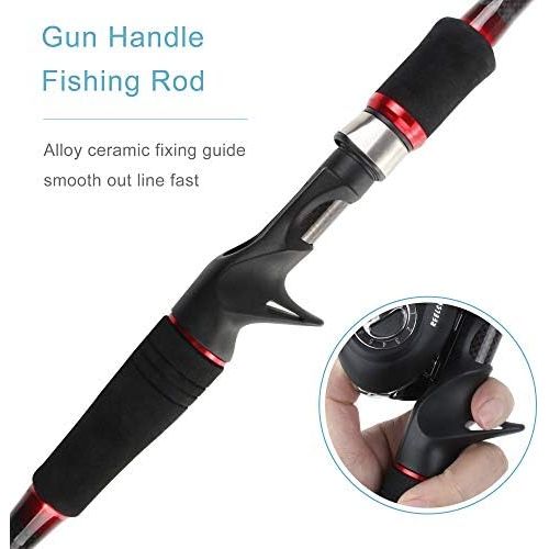  [아마존베스트]REAWOW Telescopic Fishing Rod and Reels Combo Portable Carbon Super Light Pistol Grip Fishing Rod Bass Fishing Reel Sea Fishing Reels Baitcast Reel 2 Pieces