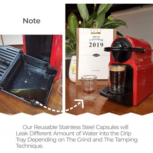  RECAPS Stainless Steel Refillable Filters Reusable Pods Compatible with Nespresso Original Line Machine But Not All (3 Pods+120 Lids+1 Tamper)