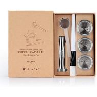 RECAPS Stainless Steel Refillable Capsules Reusable Pods Compatible with Nespresso Machines(3 Pods+120 Lids+1 Tamper)