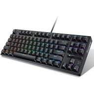 RECCAZR TK18 TKL Mechanical Gaming Keyboard RGB Rainbow Backlit Compact Wired Keyboard with Roller Controller and Anti-Ghosting for Windows PC (87 Keys, Brown Switches)