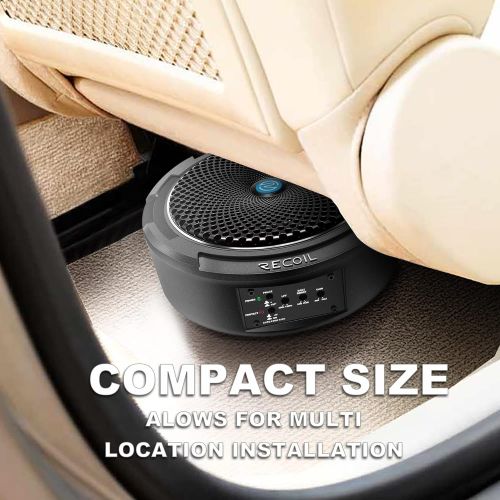  Recoil SL1708 240 Watt 8 Under-Seat Slim Amplified Car Subwoofer with Installation Wiring Kits