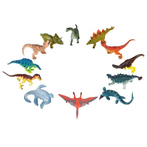  RECUR Dinosaur Toys for Toddlers Party Favors,3” Educational Realistic Dinosaur Figures with Scientific Popularization Book Gift Set (12 Pack)