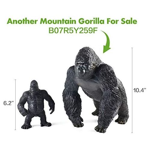  RECUR Toys Standing Gorilla King Kong Toys 6.2 inch, Wildlife Animal Lifelike Ape Soft Hand-Painted Skin Texture Toys for Kids, Realistic Western Lowland Gorilla Replica Figurines