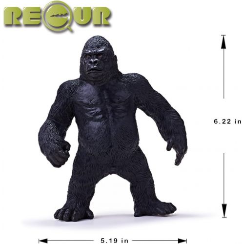  RECUR Toys Standing Gorilla King Kong Toys 6.2 inch, Wildlife Animal Lifelike Ape Soft Hand-Painted Skin Texture Toys for Kids, Realistic Western Lowland Gorilla Replica Figurines