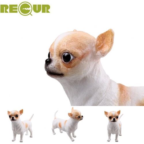  RECUR Toys Chihuahua Figure Toys, Soft Hand-Painted Skin Texture Pet Dog Toys for Kids & Dog Lovers-1:2 Scale Realistic Design Replica 5.12inch, Ideal Doll Gift for Collectors, Boy