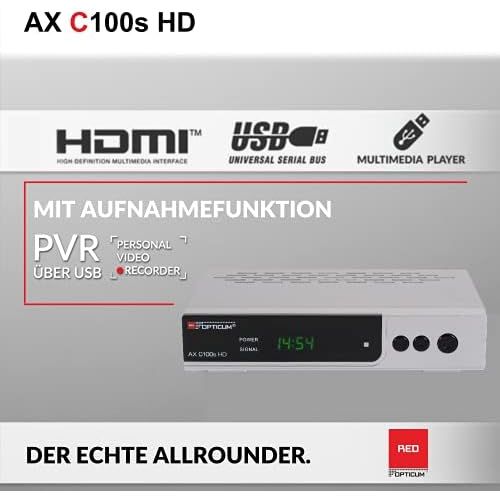  RED Opticum Opticum AX C100s HD DVB C Digital Kabel Receiver (HDTV, DVB C, HDMI, SCART, PVR, USB) silber