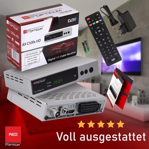  RED Opticum Opticum AX C100s HD DVB C Digital Kabel Receiver (HDTV, DVB C, HDMI, SCART, PVR, USB) silber