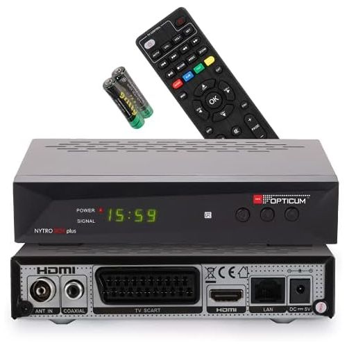  RED OPTICUM Nytro Box Plus Hybrid Receiver HD TV I DVB C & DVB T2 Receiver with Recording Function PVR HDMI USB SCART Coaxial Audio Ethernet LED Display I Digital Cable