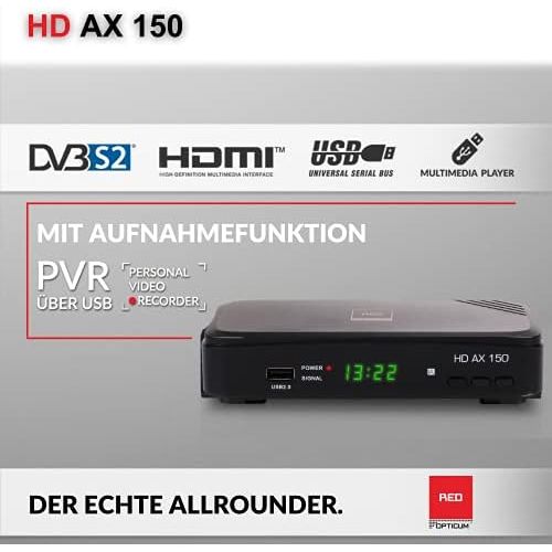  RED Opticum Opticum AX HD 150 HDTV Satellitenreceiver (PVR ready, Full HD 1080p, HDMI, USB, Scart, 12 Volt, ideal auch fuer Camping)
