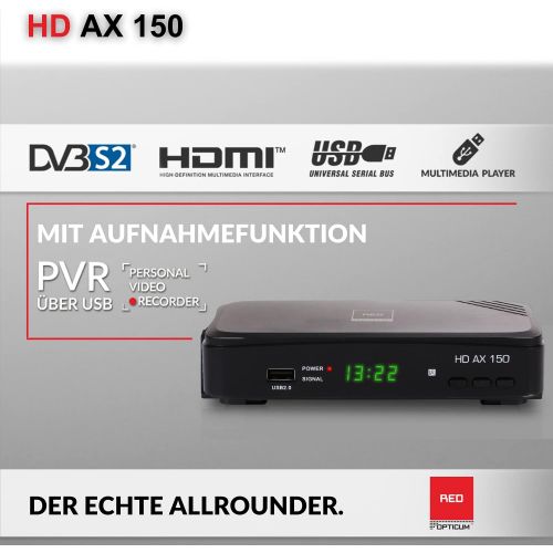  RED Opticum Opticum AX HD 150 HDTV Satellitenreceiver (PVR ready, Full HD 1080p, HDMI, USB, Scart, 12 Volt, ideal auch fuer Camping)