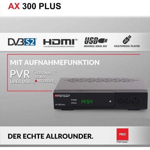  RED Opticum Opticum HD AX300 Plus PVR HDTV satellite receiver (PVR ready, Full HD 1080p, HDMI, USB, S / PDIF CoXial, Scart) black