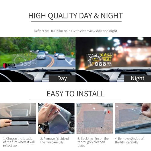  RED SHIELD Universal Head Up Display HUD Reflective Windshield Film 7.5 for All Car Makes and Models. Premium Quality High Definition (HD) Clarity Film. Compatible with HUD Units &