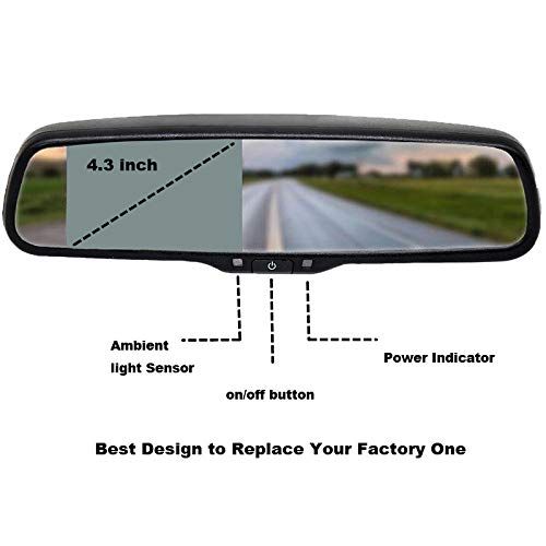  [아마존베스트]RedWolf REDWOLF 4.3 Interior Rear View Backup Mirror Monitor Anti-glare Replacement W/ Dual Channel Fit Ford F150 2004-2014, F250/350 04-2015, Toyota Tacoma 2011-2015, Corolla 2008-2014, R