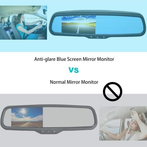  [아마존베스트]RedWolf REDWOLF 4.3 Interior Rear View Backup Mirror Monitor Anti-glare Replacement W/ Dual Channel Fit Ford F150 2004-2014, F250/350 04-2015, Toyota Tacoma 2011-2015, Corolla 2008-2014, R
