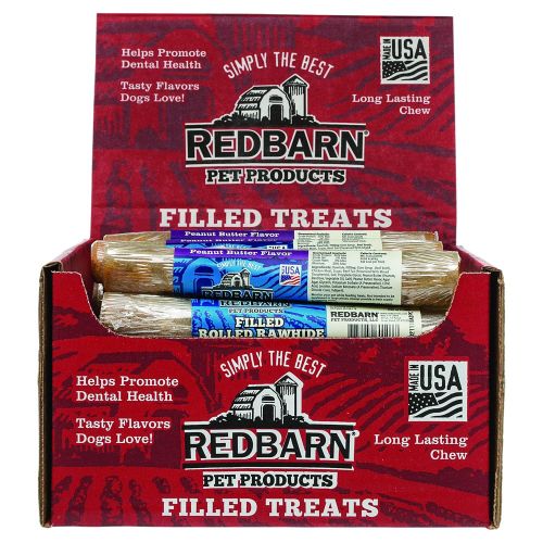  REDBARN Redbarn Filled Rolled Rawhide, 6 Inch, Peanut Butter Flavor Premium Dog Chew, 24 Count