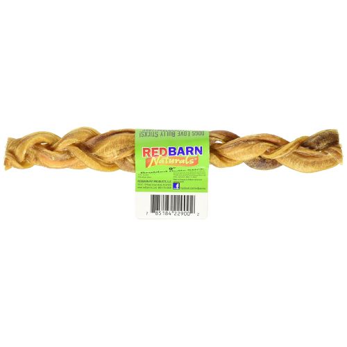  REDBARN NATURALS REDBARN - Braided Bully Sticks 9 - Priced per Single Stick Tasty Beefy chew