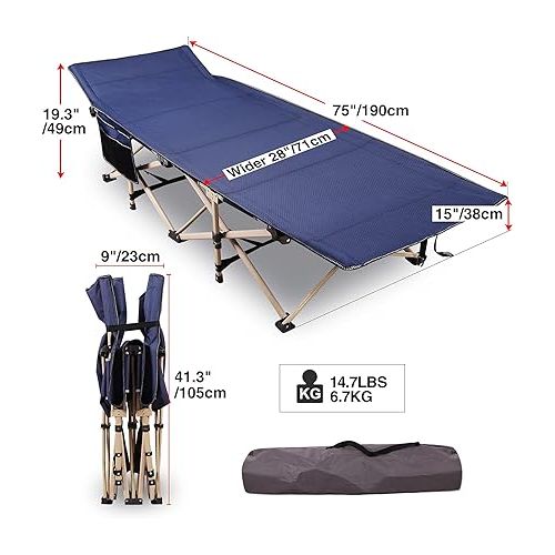  REDCAMP Folding Camping Cots for Adults Heavy Duty, 28