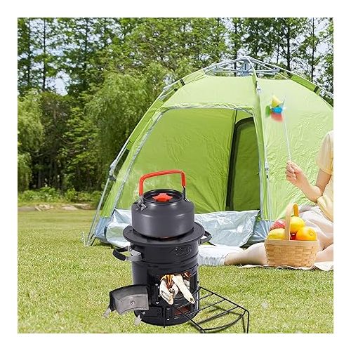  REDCAMP Rocket Stove Wood Burning Portable for Cooking, Camping Wood Stove with Canvas Storage Bag for Emergency, Survival, BBQ, RV