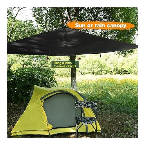  REDCAMP Hammock Rain Fly Camping Tarp Waterproof, 10x12ft Lightweight Backpacking Rain Tarp Shelter for Hiking Outdoor, Black