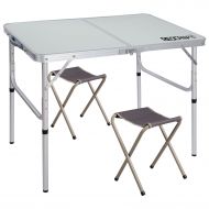 REDCAMP Aluminum Folding Table 3/4/6 Foot with Metal Stools, Adjustable Height Portable Camping Table and Chairs Set, Sturdy Lightweight