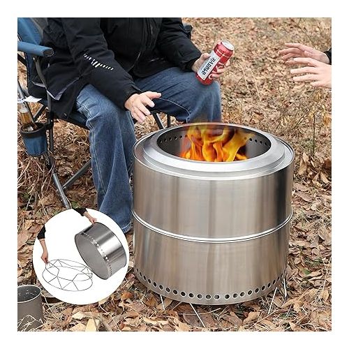  REDCAMP 20 Inch Portable Smokeless Fire Pit with Grill & 3.5