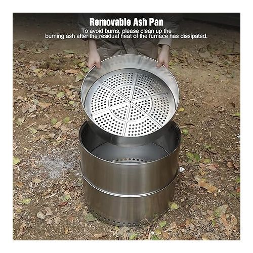  REDCAMP 20 Inch Portable Smokeless Fire Pit with Grill & 3.5