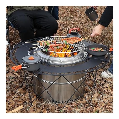  REDCAMP 20 Inch Portable Smokeless Fire Pit with Grill & 3.5