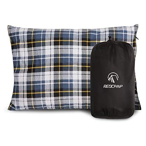  [아마존베스트]REDCAMP Small Camping Pillow Lightweight and Compressible, 1PC/2PCS Flannel Travel Pillow with Removable Pillow Cover