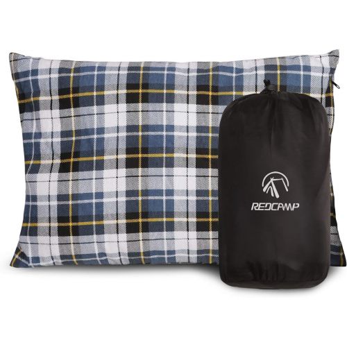  [아마존베스트]REDCAMP Small Camping Pillow Lightweight and Compressible, 1PC/2PCS Flannel Travel Pillow with Removable Pillow Cover