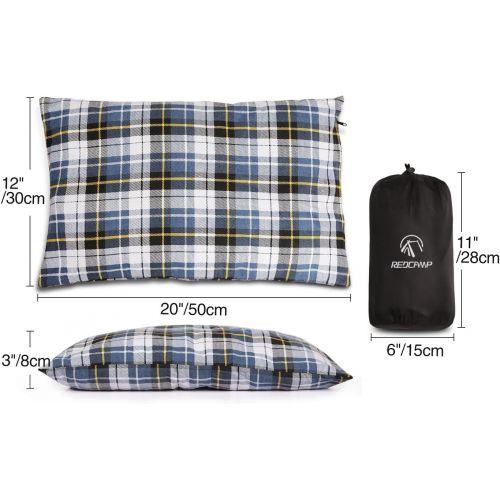  [아마존베스트]REDCAMP Small Camping Pillow Lightweight and Compressible, 1PC/2PCS Flannel Travel Pillow with Removable Pillow Cover