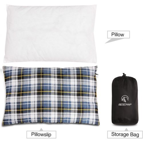  [아마존베스트]REDCAMP Small Camping Pillow Lightweight and Compressible, 1PC/2PCS Flannel Travel Pillow with Removable Pillow Cover