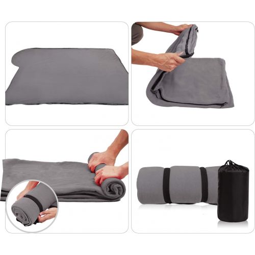  [아마존베스트]REDCAMP Fleece Sleeping Bag Liner for Adult Warm or Cold Weather, 75 Long Full Sized Zipper Camping Blanket for Outdoor Indoor Used with Sack