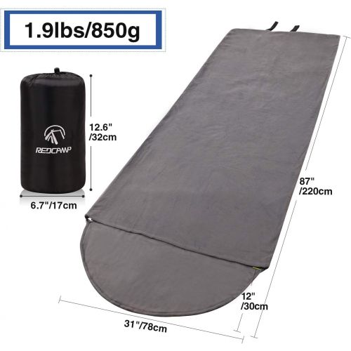  [아마존베스트]REDCAMP Fleece Sleeping Bag Liner for Adult Warm or Cold Weather, 75 Long Full Sized Zipper Camping Blanket for Outdoor Indoor Used with Sack