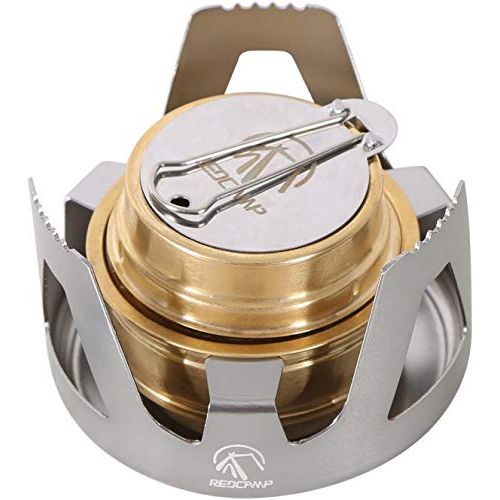  REDCAMP Mini Alcohol Stove for Backpacking, Lightweight Brass Spirit Burner with Aluminium Stand for Camping Hiking