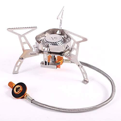  REDCAMP Windproof Portable Backpacking Stove with Piezo Ignition,4600W Strong Firepower Lightweight Outdoor Camping Stove Propane Butane