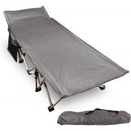 REDCAMP Folding Camping Cot for Adults 500lbs, Heavy Duty Wide Sleeping Cots with Carry Bag Portable for Camp Office Use, Grey 75x28