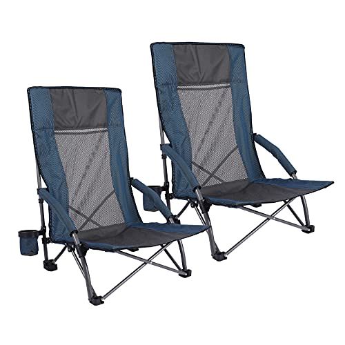  REDCAMP Folding Beach Chair for Adults Heavy Duty, Lightweight Portable Low Profile Concert Chairs with High Back Support, Comfortable for Outdoor Camping Backpacking Sports Events