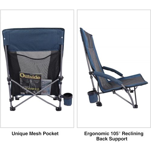  REDCAMP Folding Beach Chair for Adults Heavy Duty, Lightweight Portable Low Profile Concert Chairs with High Back Support, Comfortable for Outdoor Camping Backpacking Sports Events