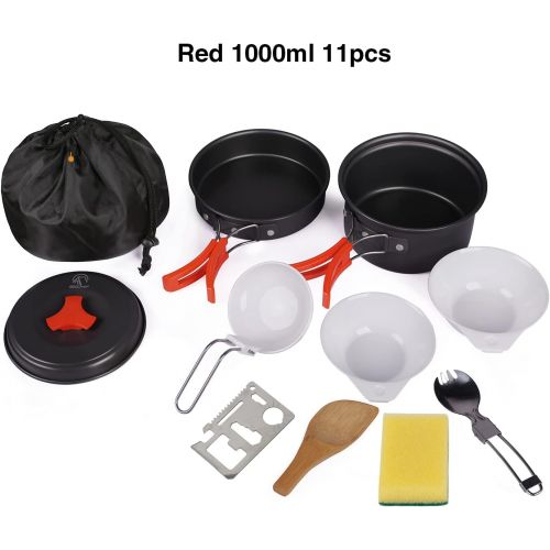  REDCAMP 11/12/22 PCS Camping Cookware Set Mess Kit, Lightweight & Compact Backpacking Cooking Set, Anodized Aluminum Pans Set and Camping Pots