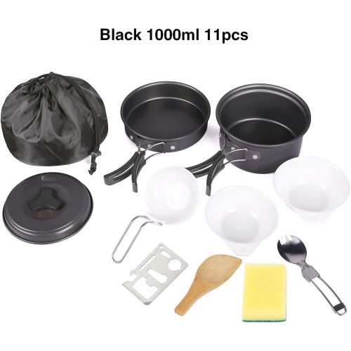  REDCAMP 11/12/22 PCS Camping Cookware Set Mess Kit, Lightweight & Compact Backpacking Cooking Set, Anodized Aluminum Pans Set and Camping Pots