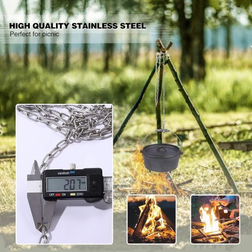  REDCAMP Folding Camping Grill with Grill Grate, Campfire Tripod Accessories for Cooking