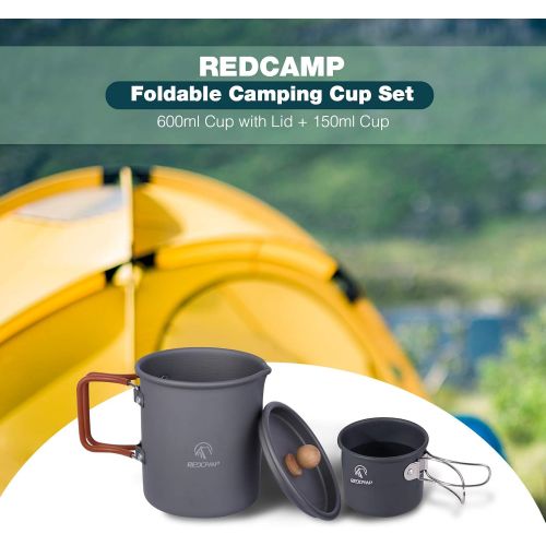  REDCAMP 600ml Aluminium Camping Coffee Pot with Cup, Lightweight Camping Cup Coffee Mug for Outdoor Cooking Backpacking Hiking