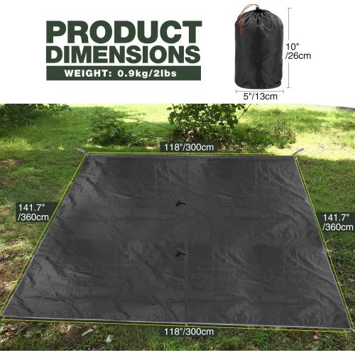  REDCAMP Hammock Rain Fly Waterproof and Lightweight, 10/12ft Tent Tarp for Camping Backpacking Hiking, Black/Green