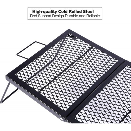  REDCAMP Folding Campfire Grill Heavy Duty Steel Grate, Portable Over Fire Camp Grill for Outdoor Open Flame Cooking Large