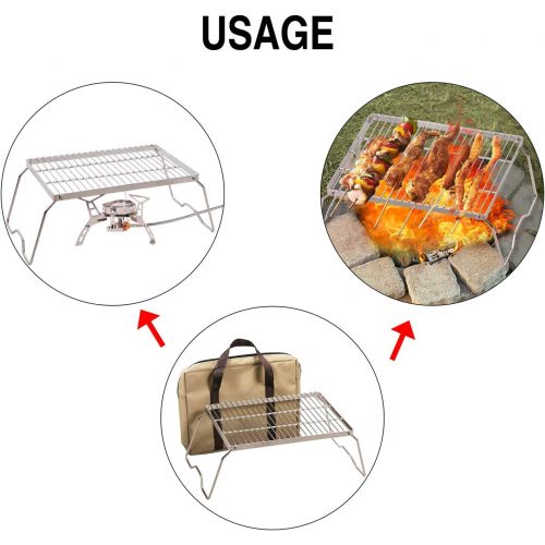  REDCAMP Folding Campfire Grill 304 Stainless Steel Grate, Heavy Duty Portable Camping Grill with Carrying Bag