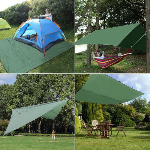  REDCAMP Waterproof Hammock Rain Fly Camping Tarp Lightweight, 10x12ft Multifunctional Backpacking Rain Tarp Shelter for Hiking Outdoor, Army Green