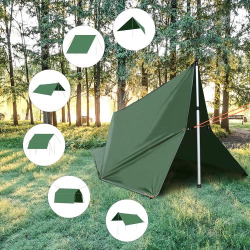  REDCAMP Waterproof Hammock Rain Fly Camping Tarp Lightweight, 10x12ft Multifunctional Backpacking Rain Tarp Shelter for Hiking Outdoor, Army Green